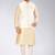 Cream dupon art silk kurta, jacket with matching churidar