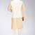 Cream dupon art silk kurta, jacket with matching churidar
