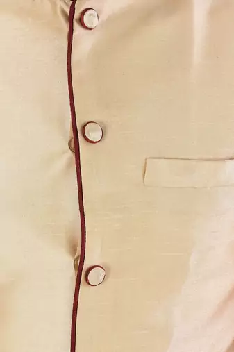 Fawn dupon art silk kurta, jacket with matching churidar