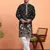 Cotton floral embroidered black kurta with trouser pant