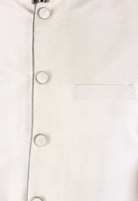 White dupon art silk kurta, jacket with matching churidar 2