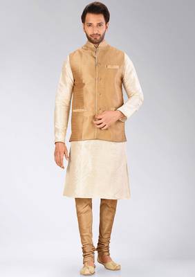 Mahroon dupon art silk kurta, jacket with matching churidar 1