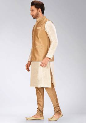 Mahroon dupon art silk kurta, jacket with matching churidar 3