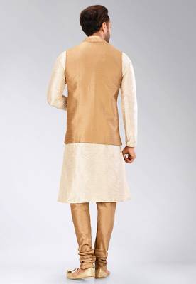 Mahroon dupon art silk kurta, jacket with matching churidar 4