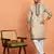 Cotton yoke design embroidered beige kurta with trouser pant