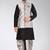 Black dupon art silk kurta, jacket with matching dhoti