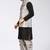 Black dupon art silk kurta, jacket with matching dhoti