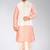Pink dupon art silk kurta, jacket with matching dhoti