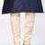 Navy blue dupon art silk kurta, jacket with matching dhoti and churidar
