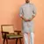 Cotton silk yoke design embroidered grey kurta with trouser pant