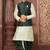 Sea green dupon art silk kurta, jacket with matching dhoti