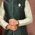 Sea green dupon art silk kurta, jacket with matching dhoti