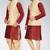 Red dupon art silk kurta, jacket with matching dhoti and churidar