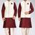 Maroon dupon art silk kurta, jacket with matching dhoti and churidar