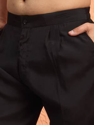 Silk blend black kurta and trouser with embroidered nehru jacket 5
