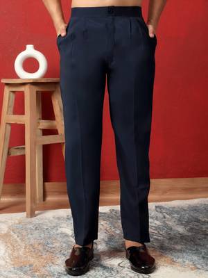 Silk blend blue kurta and trouser with embroidered nehru jacket 5