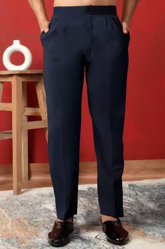 Silk blend blue kurta and trouser with embroidered nehru jacket
