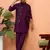Silk blend wine kurta and trouser with embroidered nehru jacket