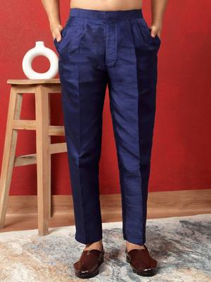 Silk blend blue kurta and trouser with jacquard nehru jacket 5