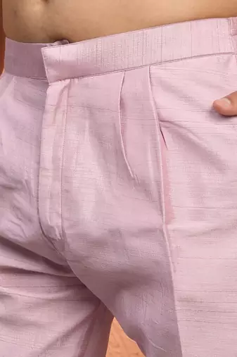Silk blend mauve kurta and trouser with jacquard nehru jacket