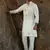 Cotton silk embroidered cream kurta and trouser pant