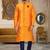 Royal blue dupon art silk kurta, jacket with matching churidar