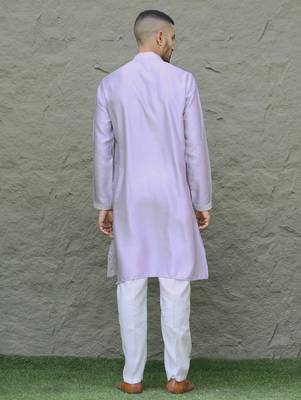 Cotton silk embroidered mauve kurta and trouser pant 3