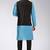 Black dupon art silk kurta, jacket with matching churidar