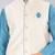 Cream dupon art silk kurta, jacket with matching churidar