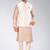 Cream dupon art silk kurta, jacket with matching churidar