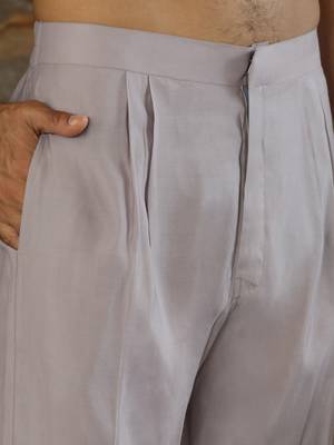 Cotton silk embroidered yoke design mauve kurta with trouser pant 5
