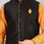 Black dupon art silk kurta, jacket with matching churidar