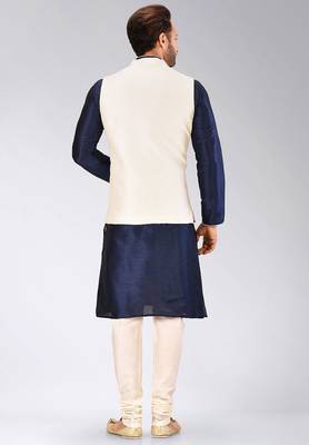 Cream dupon art silk kurta, jacket with matching churidar 4