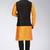 Black dupon art silk kurta, jacket with matching churidar