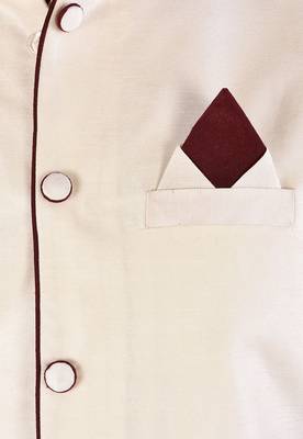 Cream dupon art silk kurta, jacket with matching churidar 2