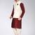 Cream dupon art silk kurta, jacket with matching churidar