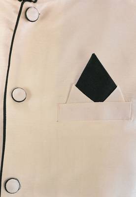 Cream dupon art silk kurta, jacket with matching churidar 2