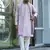 Cotton silk yoke design embroidered mauve kurta and trouser pant with dupatta