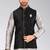 Black dupon art silk nehru jacket with pipepin work