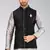 Black dupon art silk nehru jacket with pipepin work
