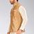 Beige dupon art silk nehru jacket with pipepin work