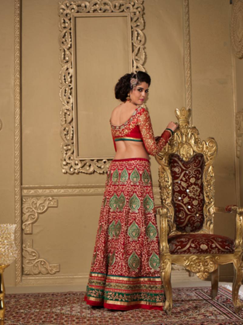 Gold Embroidered Silk Lehenga Choli Dupatta