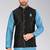 Black dupon art silk nehru jacket with pipepin work