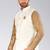 Cream dupon art silk nehru jacket with pipepin work