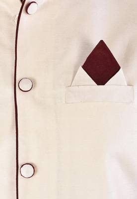 Cream dupon art silk nehru jacket with pipepin work 2