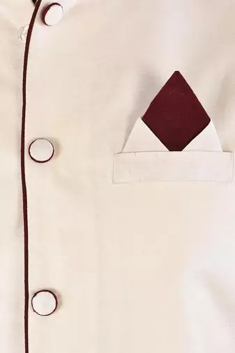 Cream dupon art silk nehru jacket with pipepin work