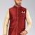 Red dupon art silk nehru jacket with pipepin work