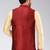 Red dupon art silk nehru jacket with pipepin work
