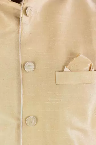 Fawn dupon art silk nehru jacket with pipepin work