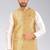 Beige dupon art silk nehru jacket with pipepin work